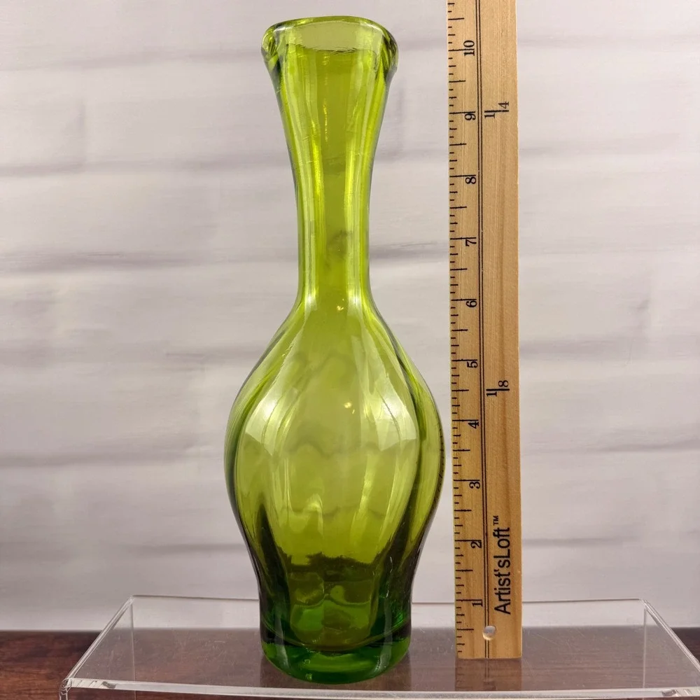 Blenko 64D Olive Green Glass Vase Joel Myers Mid Century